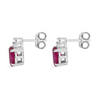 D'Joy African Ruby, White Zircon Solitaire Stud Push Post Earring in Platinum OverlaySterling Silver  1.442  Ct.