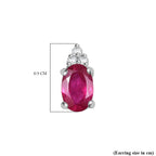D'Joy African Ruby, White Zircon Solitaire Stud Push Post Earring in Platinum OverlaySterling Silver  1.442  Ct.
