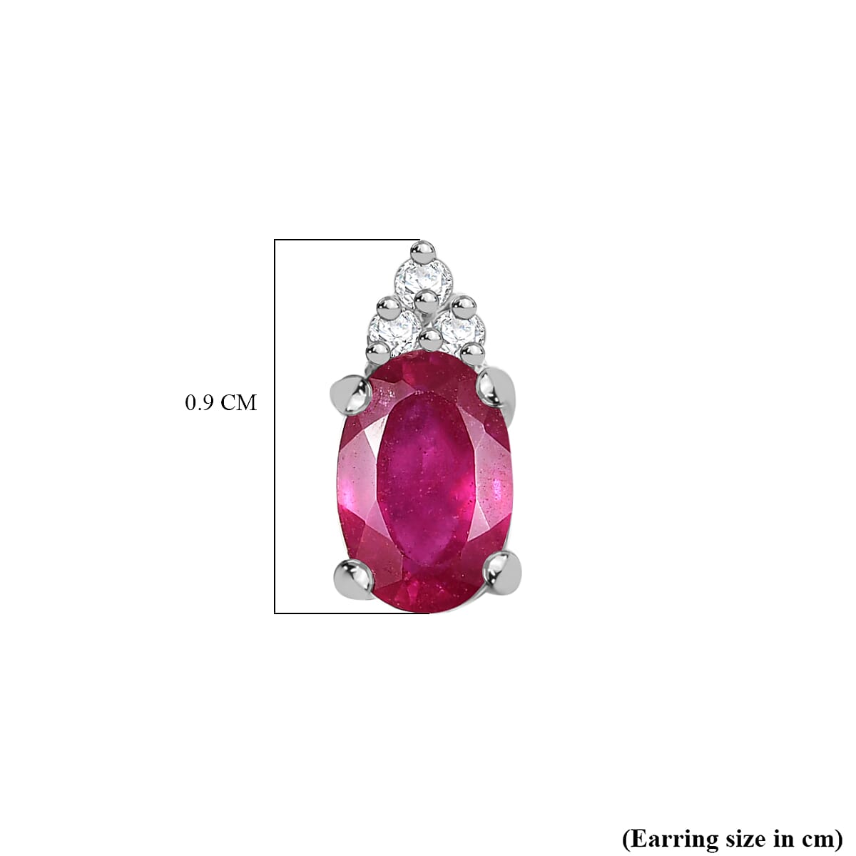 D'Joy African Ruby, White Zircon Solitaire Stud Push Post Earring in Platinum Overlay Sterling Silver 1.44 Ct. V32698417 5