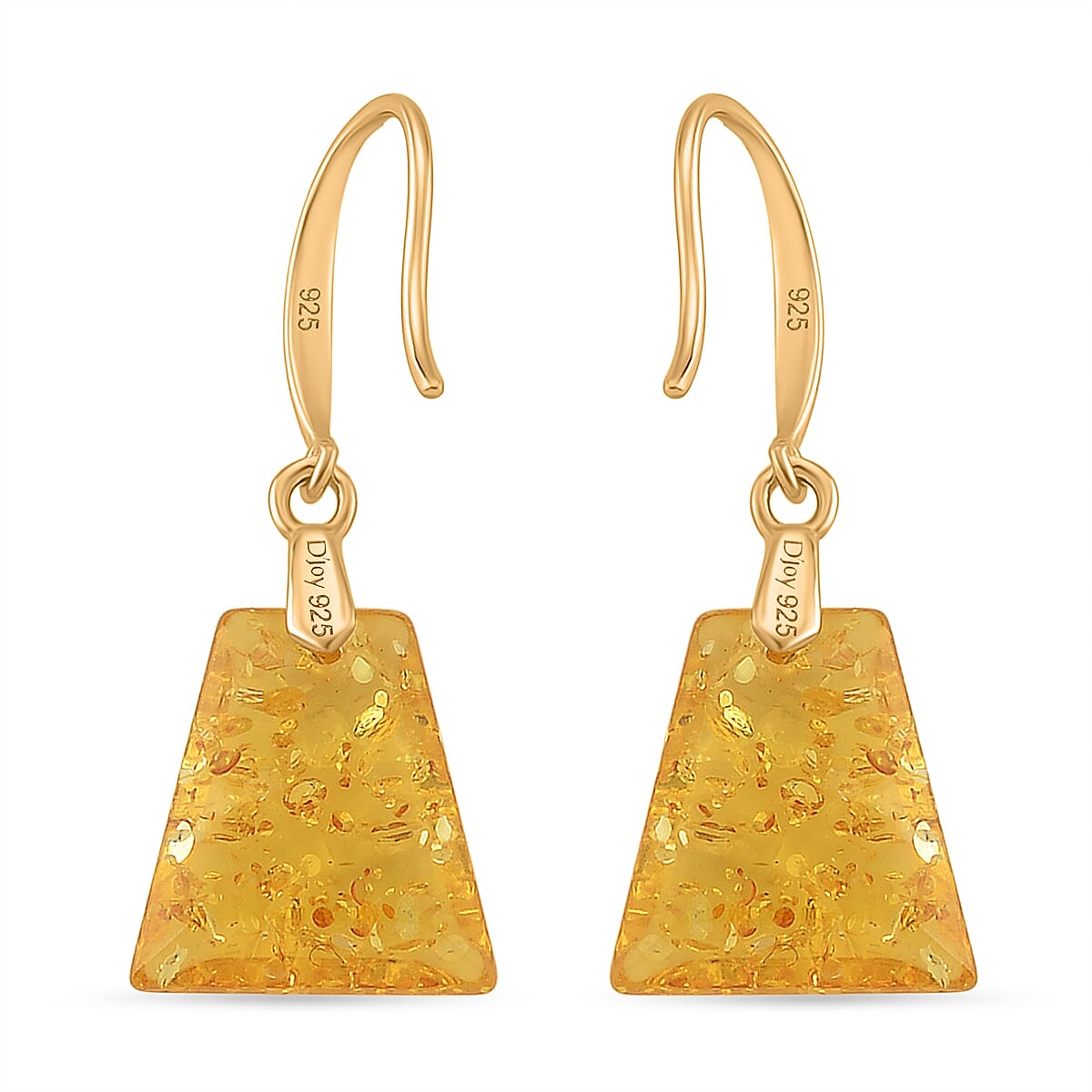 D'Joy Amber Beads Earring with Hook in Yellow Gold Plated Sterling Silver 15.00 Ct. V32521235 5