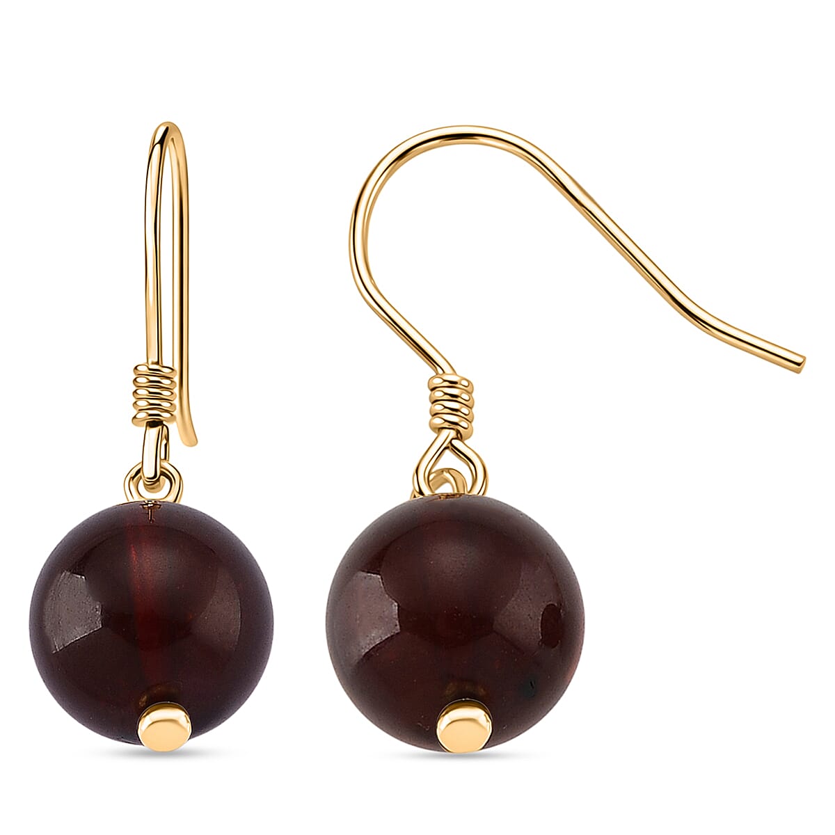 D'Joy Amber Beads Earring with Hook in Yellow Gold Plated Sterling Silver 5.00 Ct. 8431274 0