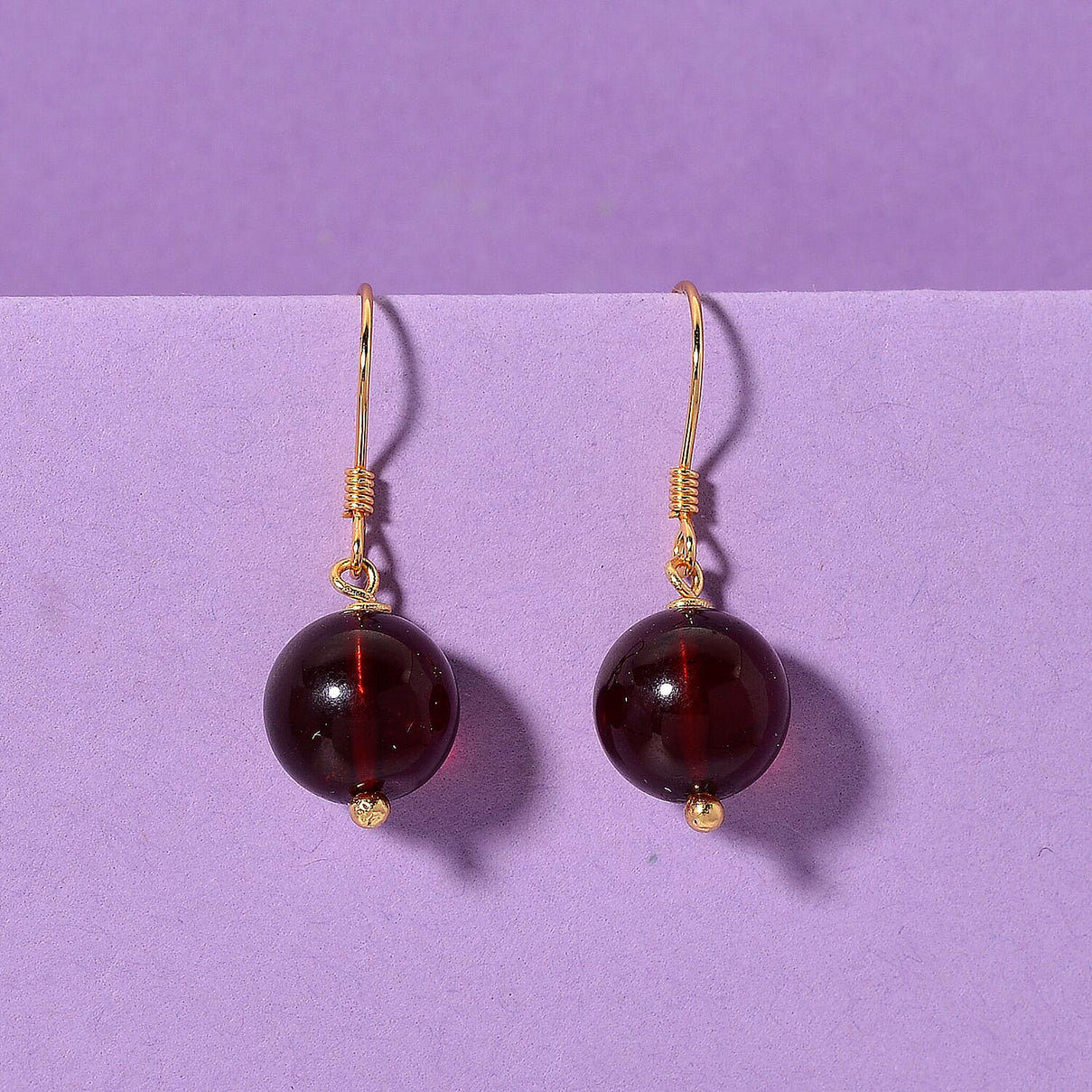 D'Joy Amber Beads Earring with Hook in Yellow Gold Plated Sterling Silver 5.00 Ct. 8431274 2