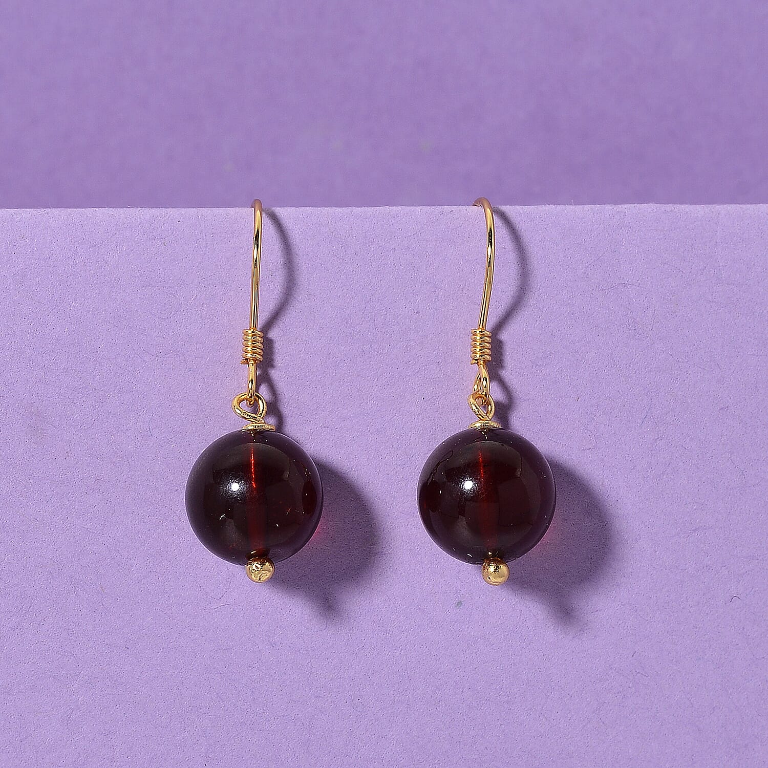 D'Joy Amber Beads Earring with Hook in Yellow Gold Plated Sterling Silver 5.00 Ct. 8431274 2