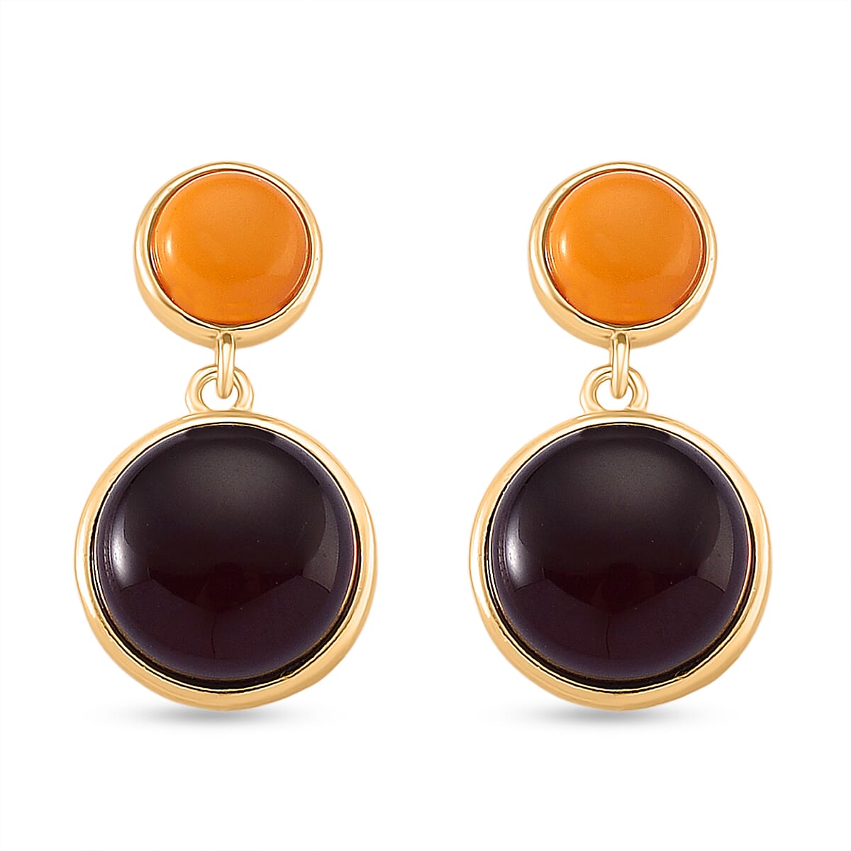 D'Joy Amber Beads Earring with Push Back in Yellow Gold Plated Sterling Silver 6.00 Ct. 8426468 0
