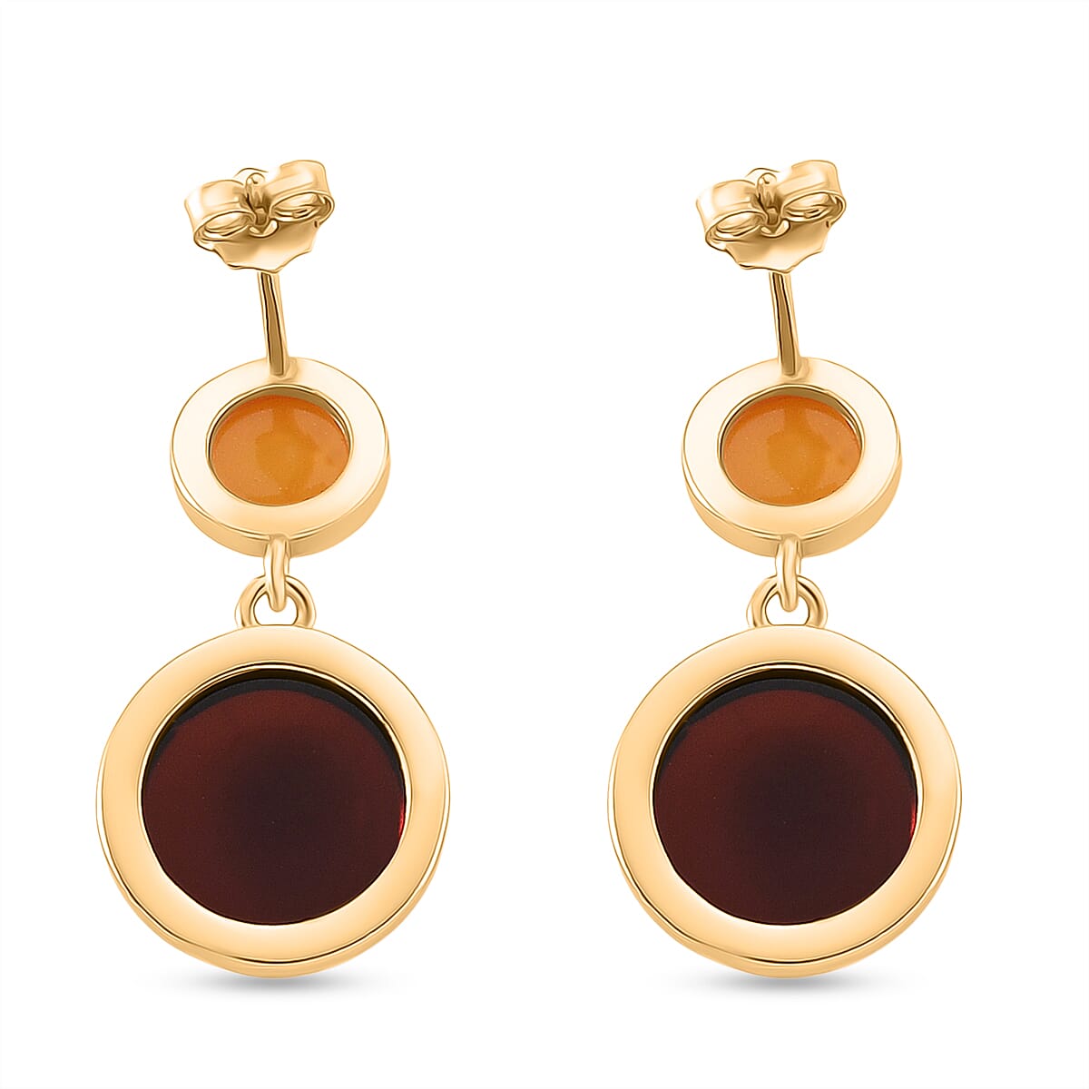 D'Joy Amber Beads Earring with Push Back in Yellow Gold Plated Sterling Silver 6.00 Ct. 8426468 4