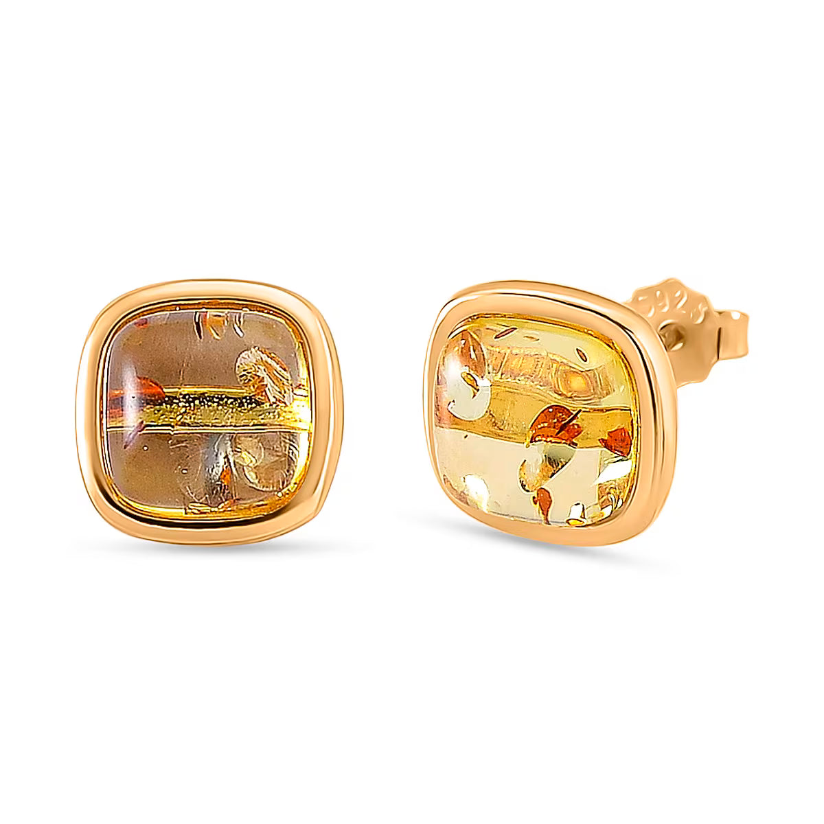 D'Joy Amber Beads Stud Earring with Push Back in Yellow Gold Plated Sterling Silver 3.50 Ct. 8426466 0