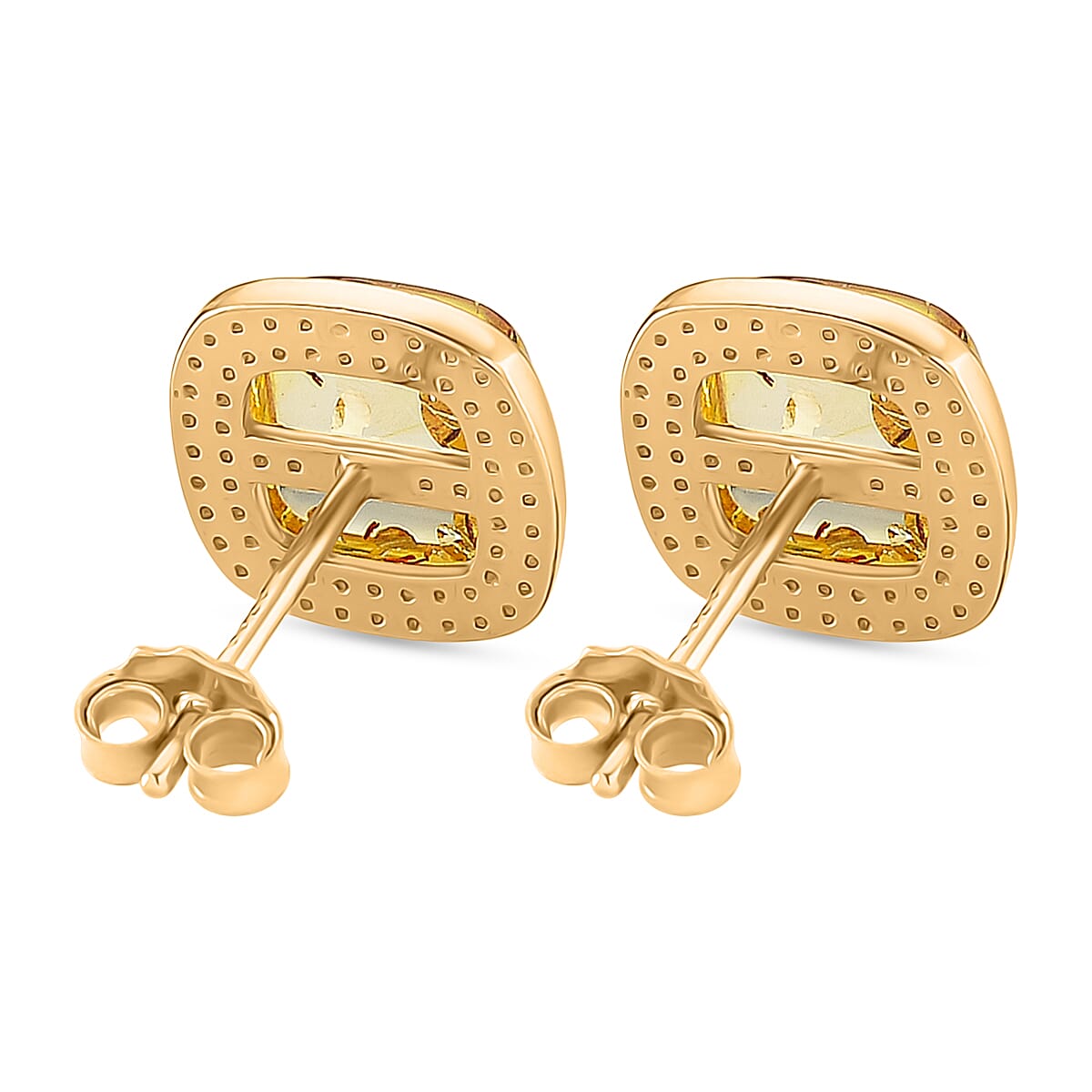 D'Joy Amber Beads Stud Earring with Push Back in Yellow Gold Plated Sterling Silver 3.50 Ct. 8426466 5