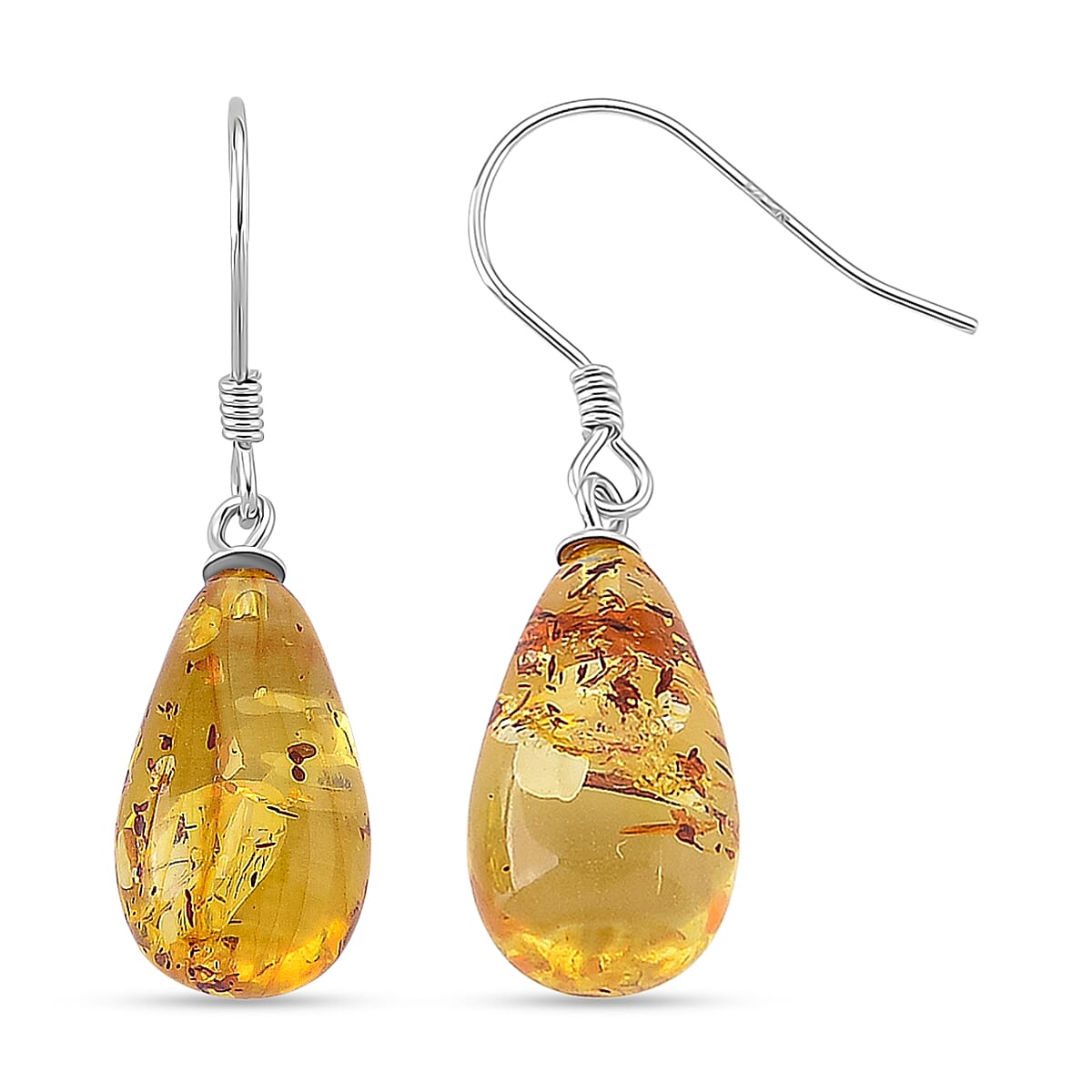 D'Joy Amber Drop Earring with Hook in Rhodium Overlay Sterling Silver 8433758 0