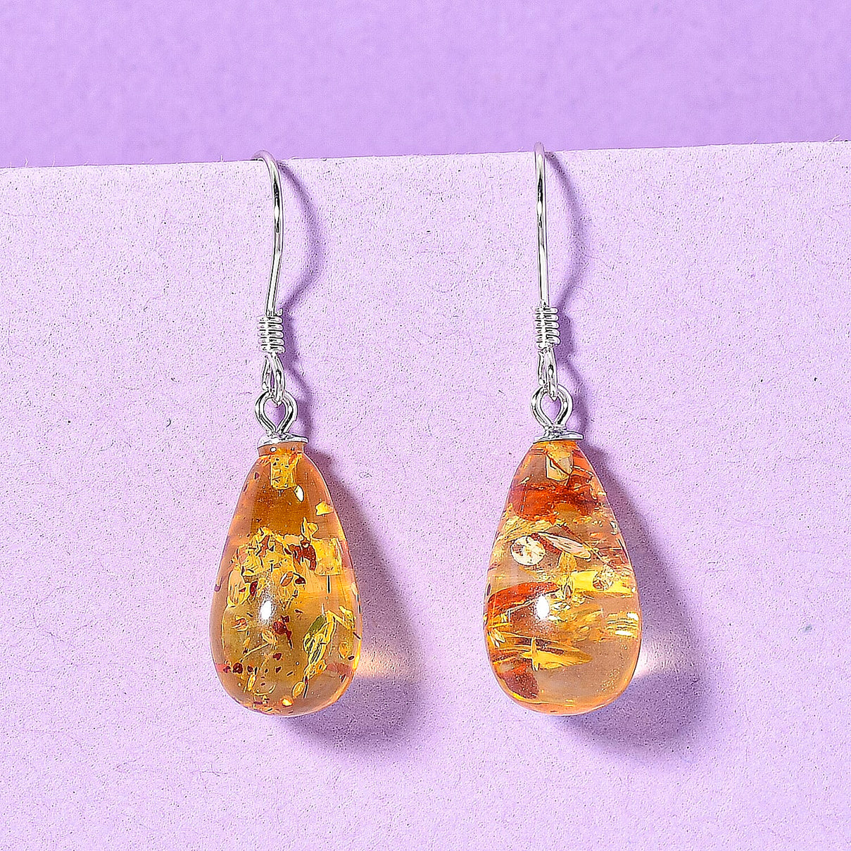 D'Joy Amber Drop Earring with Hook in Rhodium Overlay Sterling Silver 8433758 3