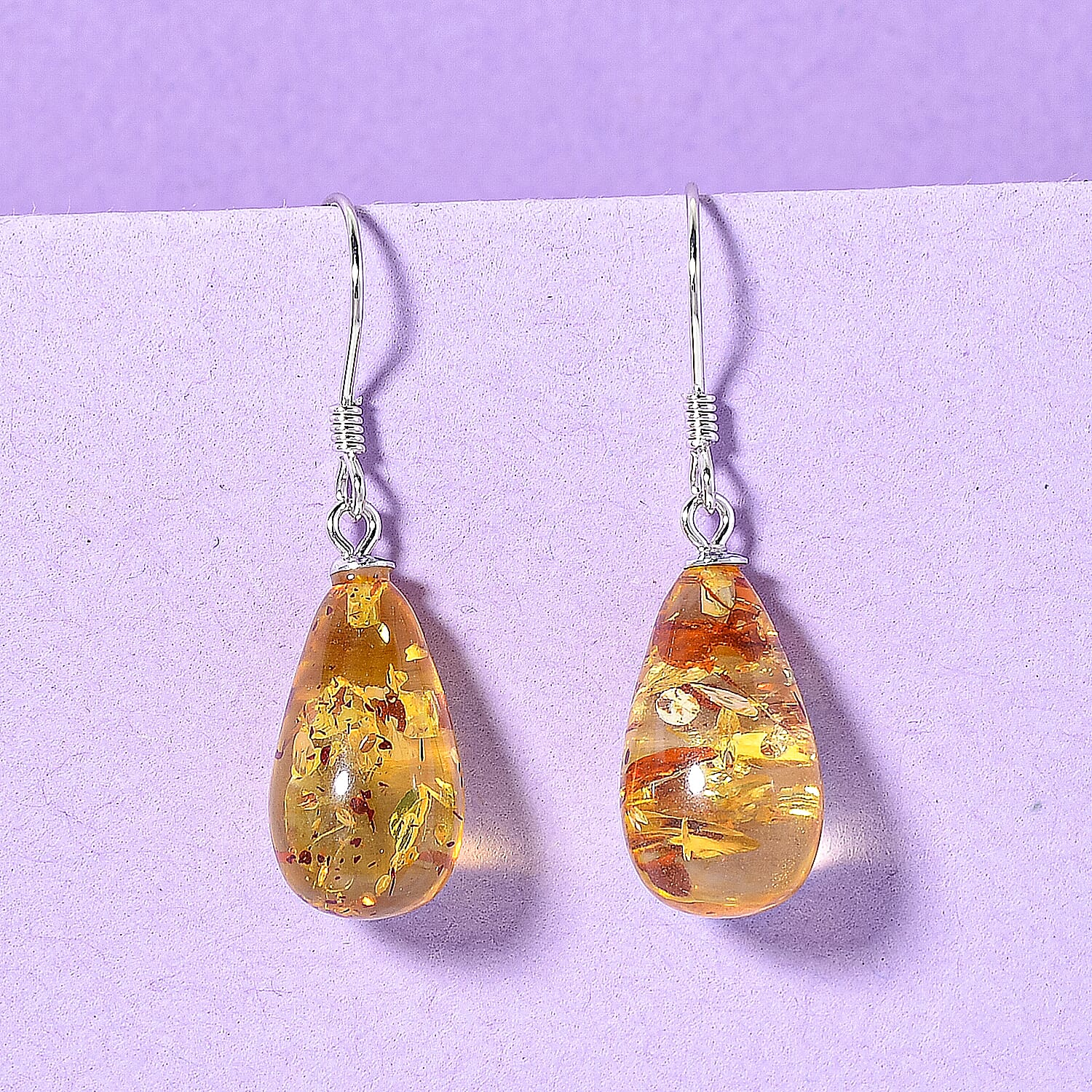D'Joy Amber Drop Earring with Hook in Rhodium Overlay Sterling Silver 8433758 3