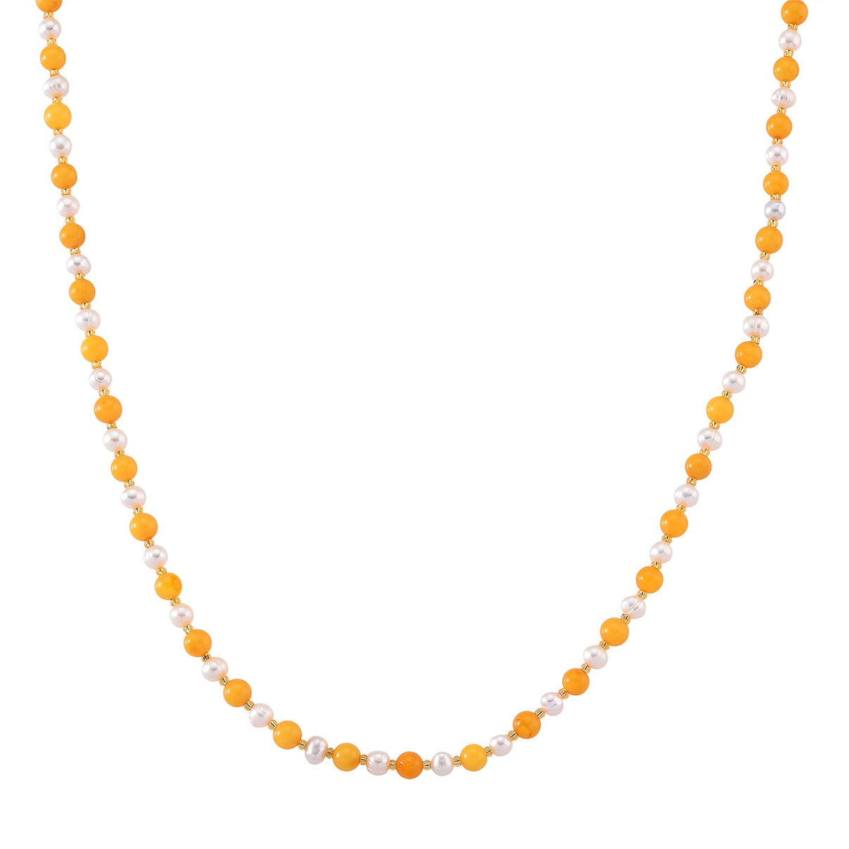 D'Joy Amber &amp; White Fresh Water Pearl Beads Necklace (Size 20-2 EXT) in Yellow Gold Plated Sterling Silver 40.00 Ct. 8426661 0
