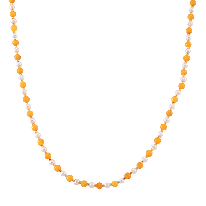 D'Joy Amber &amp; White Fresh Water Pearl Beads Necklace (Size 20-2 EXT) in Yellow Gold Plated Sterling Silver 40.00 Ct. 8426661 1