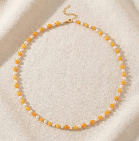 D'Joy Amber &amp; White Fresh Water Pearl Beads Necklace (Size 20-2 EXT) in Yellow Gold Plated Sterling Silver 40.00 Ct. 8426661 2