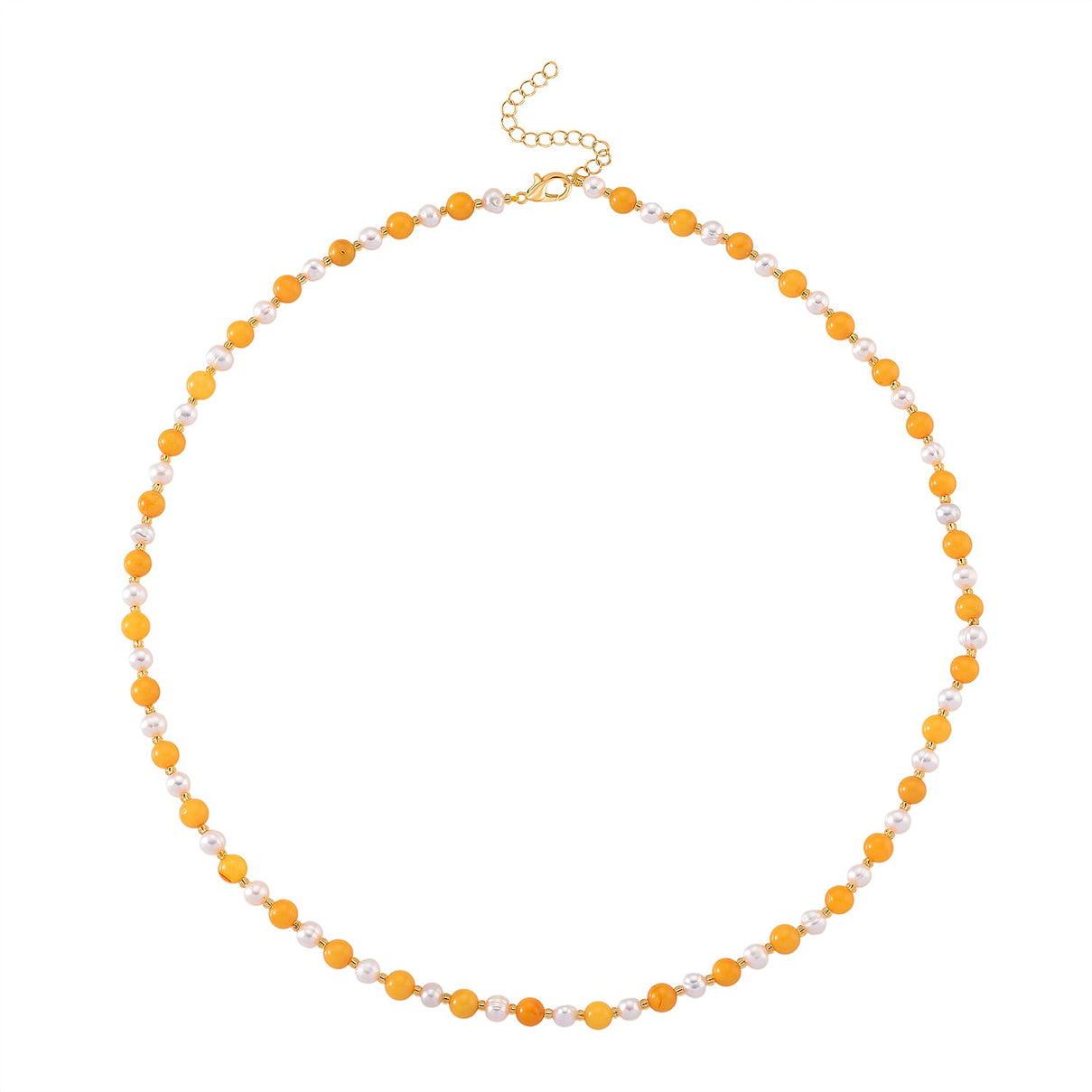 D'Joy Amber &amp; White Fresh Water Pearl Beads Necklace (Size 20-2 EXT) in Yellow Gold Plated Sterling Silver 40.00 Ct. 8426661 4