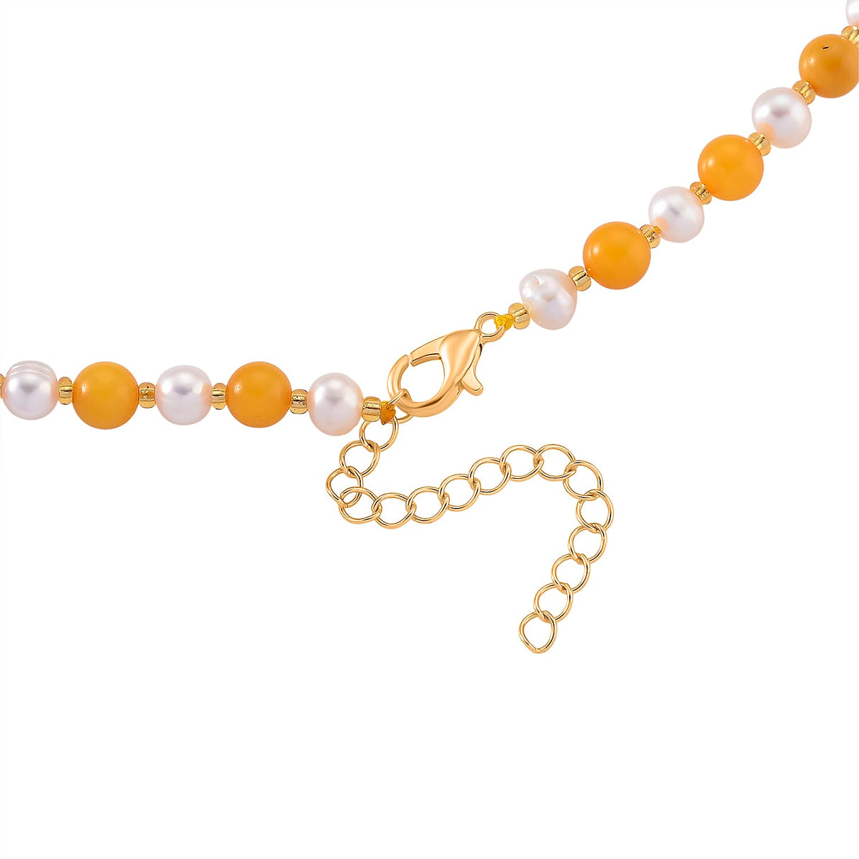 D'Joy Amber &amp; White Fresh Water Pearl Beads Necklace (Size 20-2 EXT) in Yellow Gold Plated Sterling Silver 40.00 Ct. 8426661 5