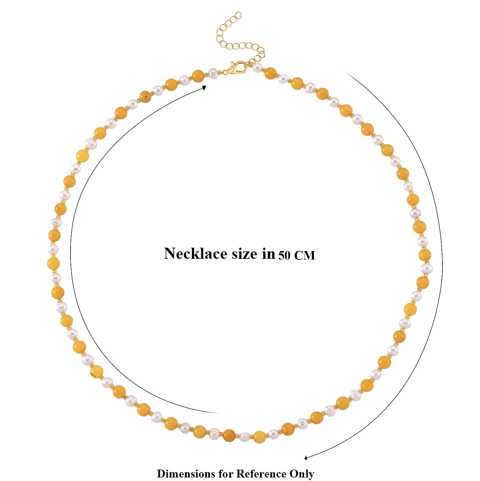 D'Joy Amber &amp; White Fresh Water Pearl Beads Necklace (Size 20-2 EXT) in Yellow Gold Plated Sterling Silver 40.00 Ct. 8426661 6