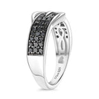 D'Joy Black Diamond Band Ring in Rhodium Overlay Sterling Silver  0.50 Ct.