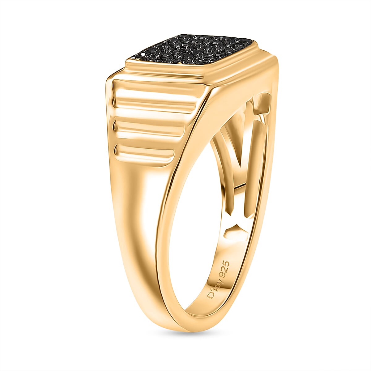 D'Joy Black Diamond Cluster Ring in 18K Vermeil Yellow Gold Plated Sterling Silver 8284406 4
