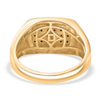 D'Joy Black Diamond Halo Ring in 18K Vermeil Yellow Gold Plated Sterling Silver, Silver Wt. 7.11 Gms.