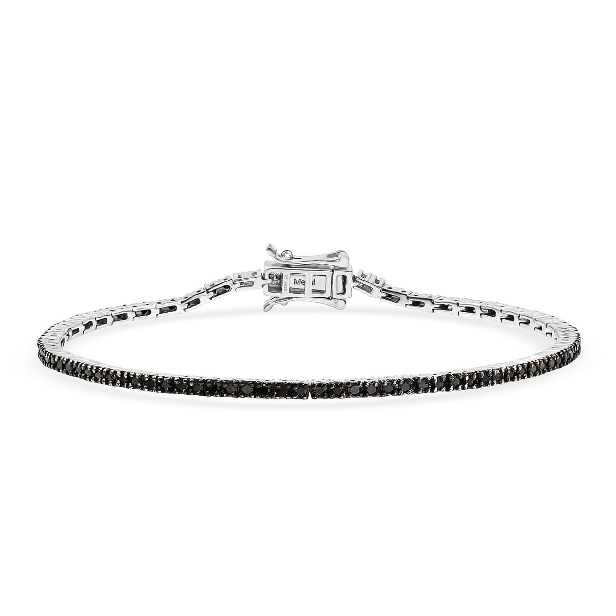 D'Joy Black Diamond Linking Bracelet (Size 7.5) with GB Lock Box in Rhodium Overlay Sterling Silver 2.00 Ct, 8349985 0