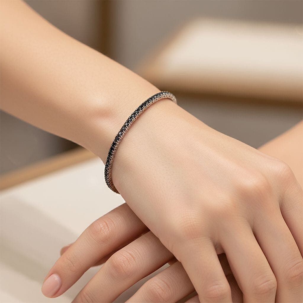 D'Joy Black Diamond Linking Bracelet (Size 7.5) with GB Lock Box in Rhodium Overlay Sterling Silver 2.00 Ct, 8349985 3