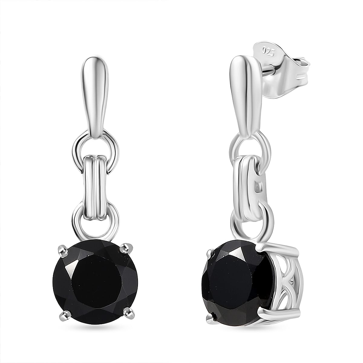 D'Joy Natural Thai Black Spinel Dangling Earring in Platinum Overlay Sterling Silver 3.18 Ct. 8271498 0