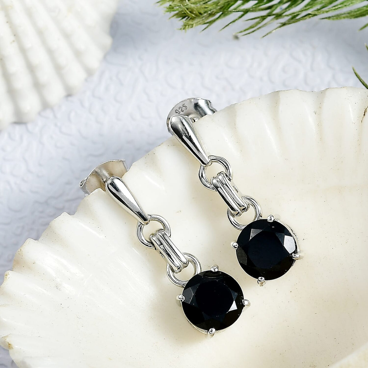 D'Joy Natural Thai Black Spinel Dangling Earring in Platinum Overlay Sterling Silver 3.18 Ct. 8271498 1