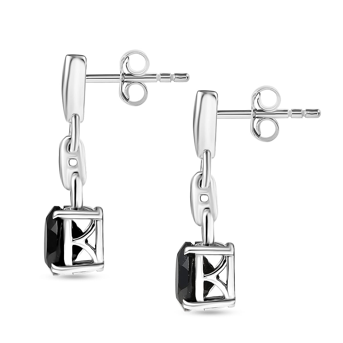 D'Joy Natural Thai Black Spinel Dangling Earring in Platinum Overlay Sterling Silver 3.18 Ct. 8271498 3