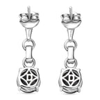 D'Joy Natural Thai Black Spinel Dangling Earring in Platinum Overlay Sterling Silver 3.18 Ct.
