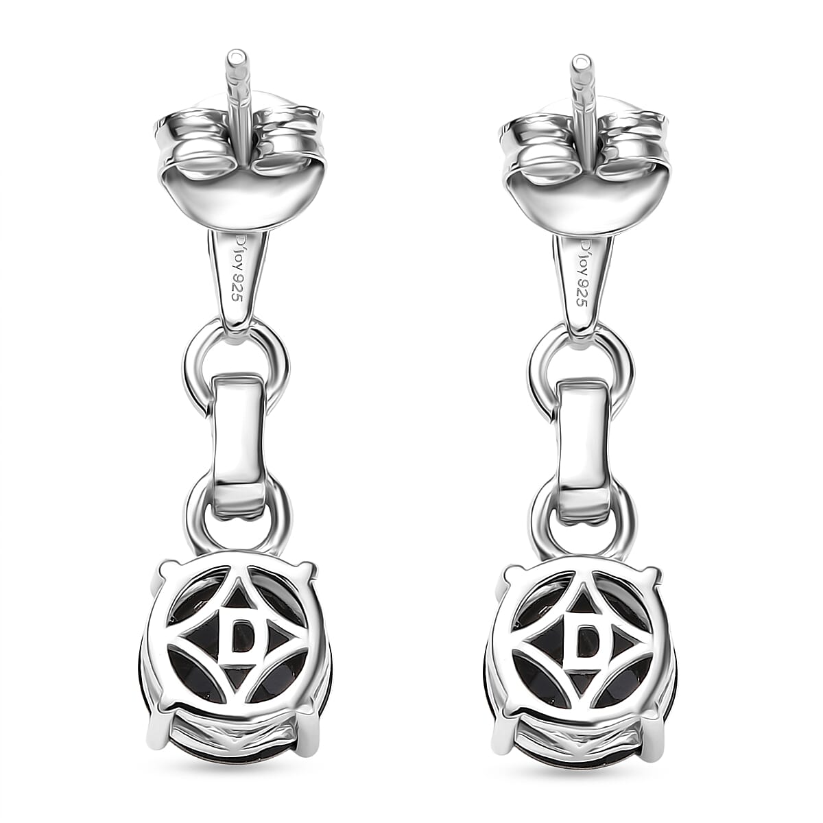 D'Joy Natural Thai Black Spinel Dangling Earring in Platinum Overlay Sterling Silver 3.18 Ct. 8271498 4