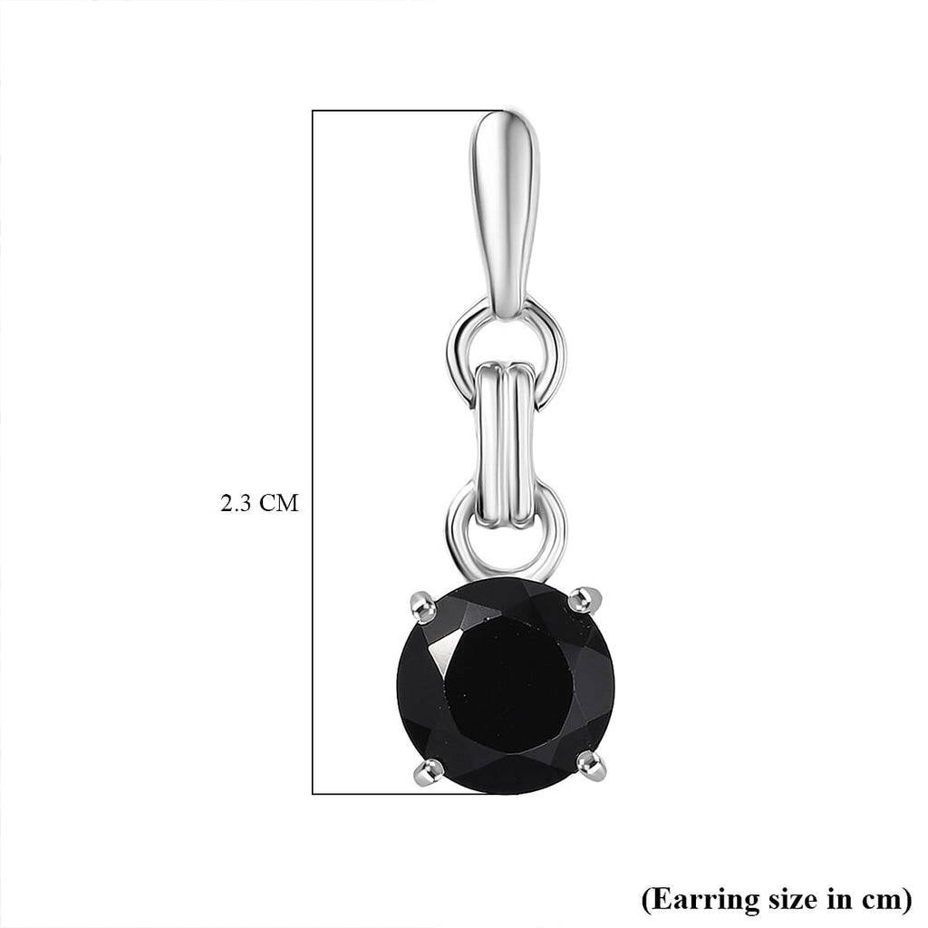 D'Joy Natural Thai Black Spinel Dangling Earring in Platinum Overlay Sterling Silver 3.18 Ct.