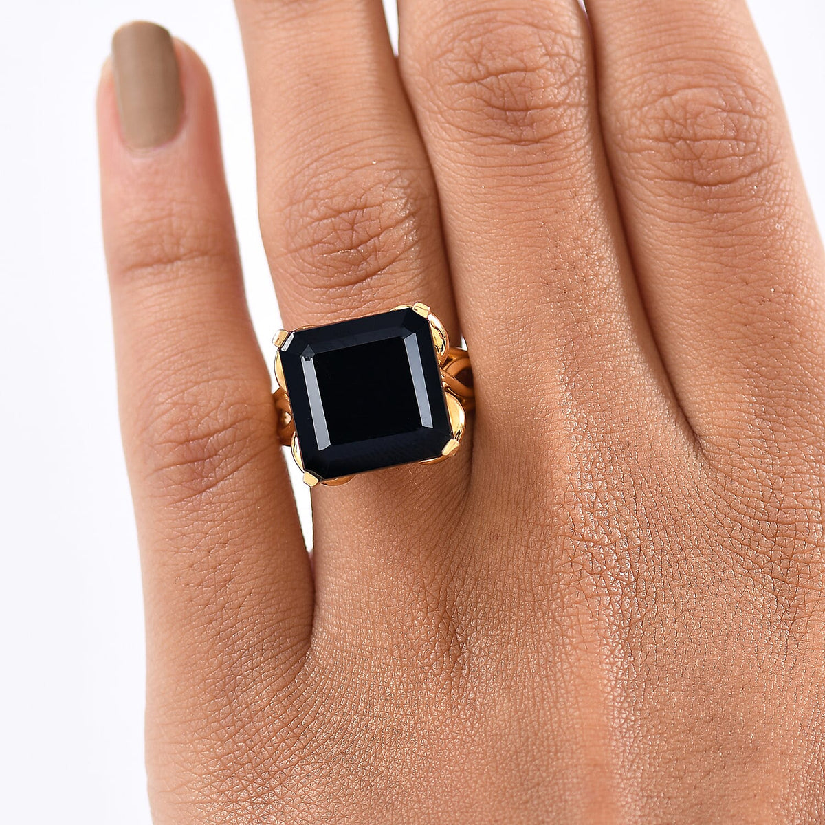 D'Joy Natural Thai Black Spinel Solitaire Ring in 18K Yellow Gold Plated Sterling Silver 14.82 Ct, Silver Wt. 6.26 Gms. 8271304 3
