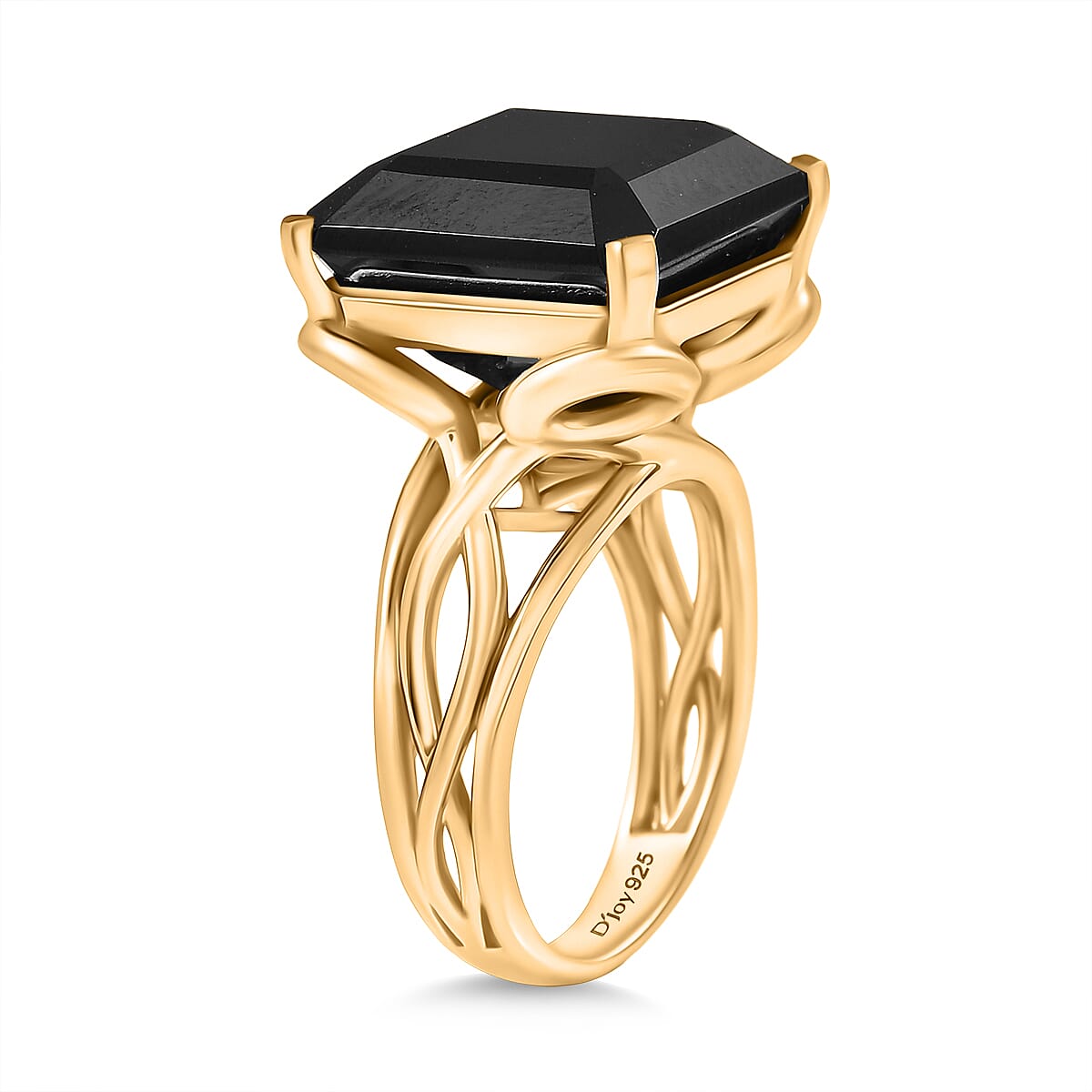 D'Joy Natural Thai Black Spinel Solitaire Ring in 18K Yellow Gold Plated Sterling Silver 14.82 Ct, Silver Wt. 6.26 Gms. 8271304 4