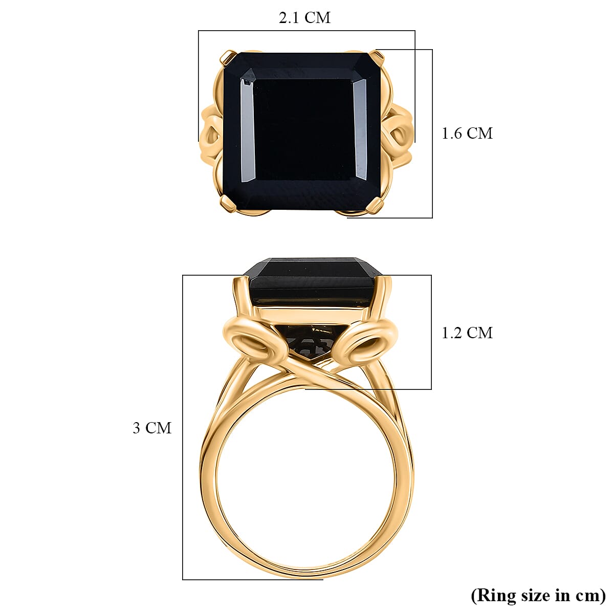 D'Joy Natural Thai Black Spinel Solitaire Ring in 18K Yellow Gold Plated Sterling Silver 14.82 Ct, Silver Wt. 6.26 Gms. 8271304 6