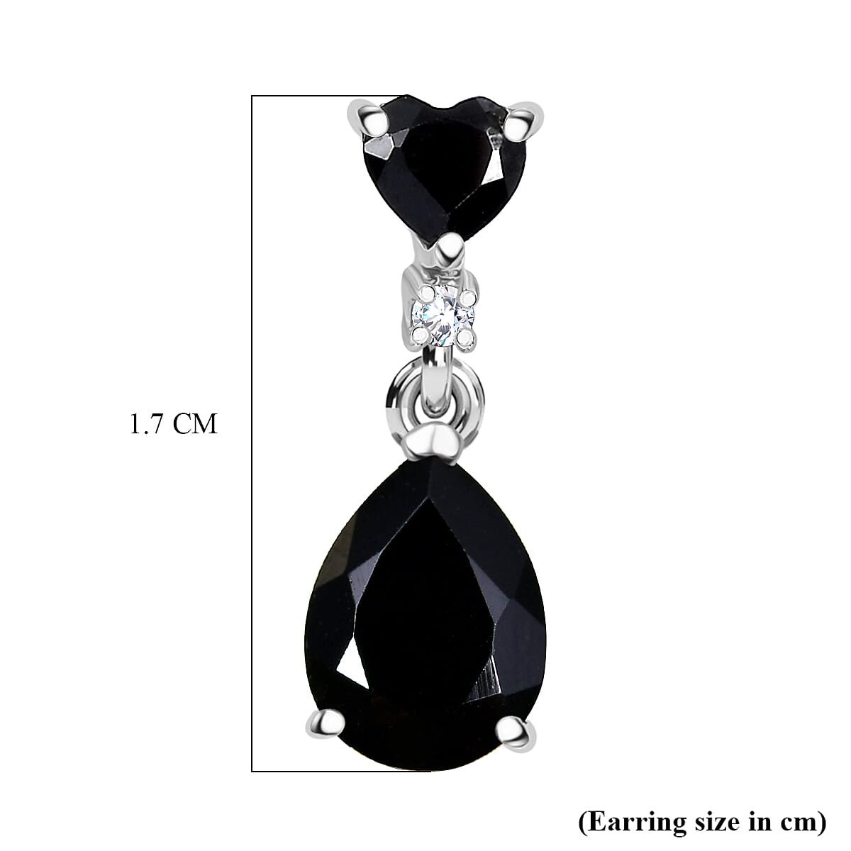 D'Joy Natural Thai Black Spinel &amp; White Zircon Dangling Earring in Platinum Overlay Sterling Silver 4.84 Ct. 8271250 5