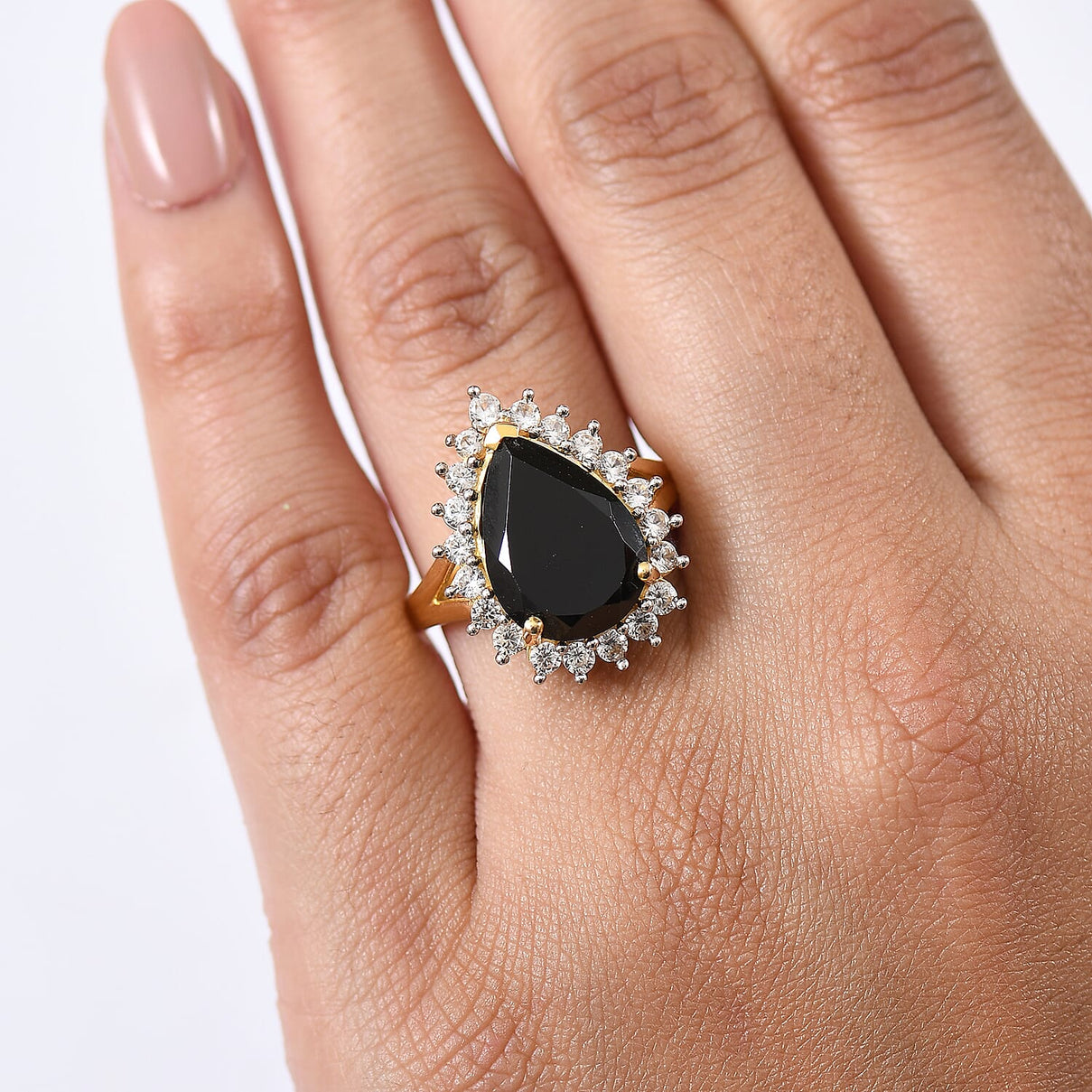D'Joy Natural Thai Black Spinel &amp; White Zircon Ring in 18K Yellow Gold Plated Sterling Silver 7.52 Ct. 8271228 2