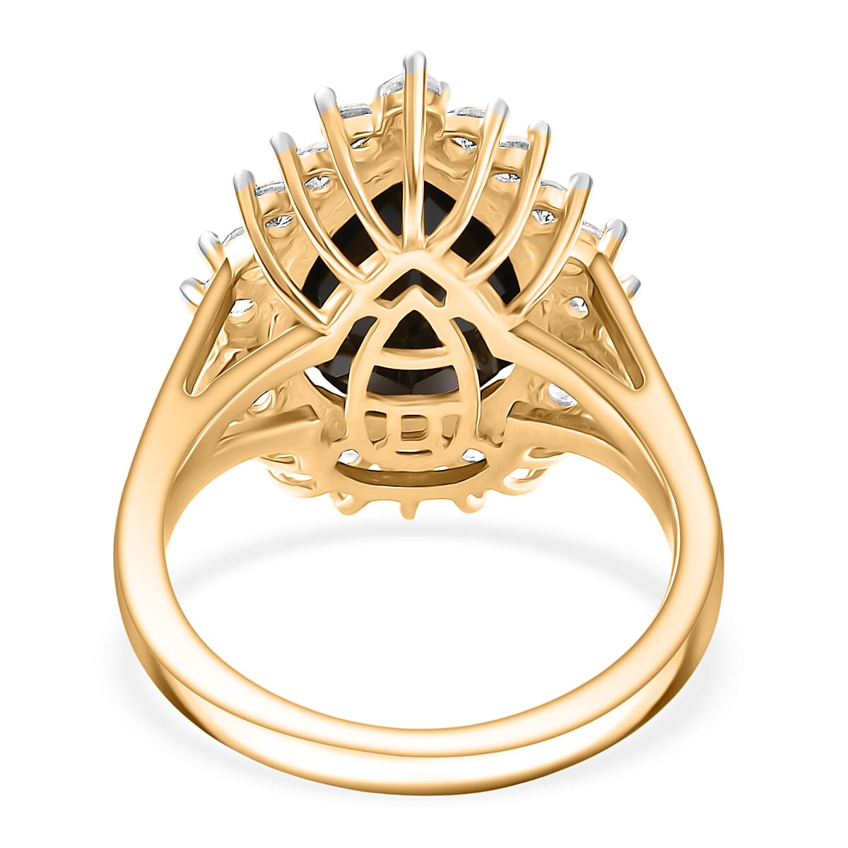 D'Joy Natural Thai Black Spinel &amp; White Zircon Ring in 18K Yellow Gold Plated Sterling Silver 7.52 Ct. 8271228 4