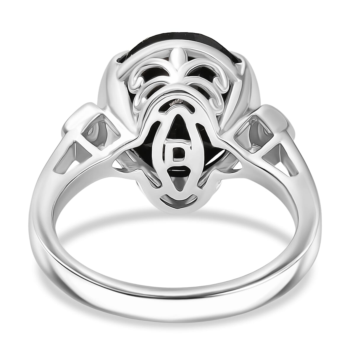 D'Joy Natural Thai Black Spinel &amp; White Zircon Ring in Platinum Overlay Sterling Silver 6.02 Ct. 8271457 5
