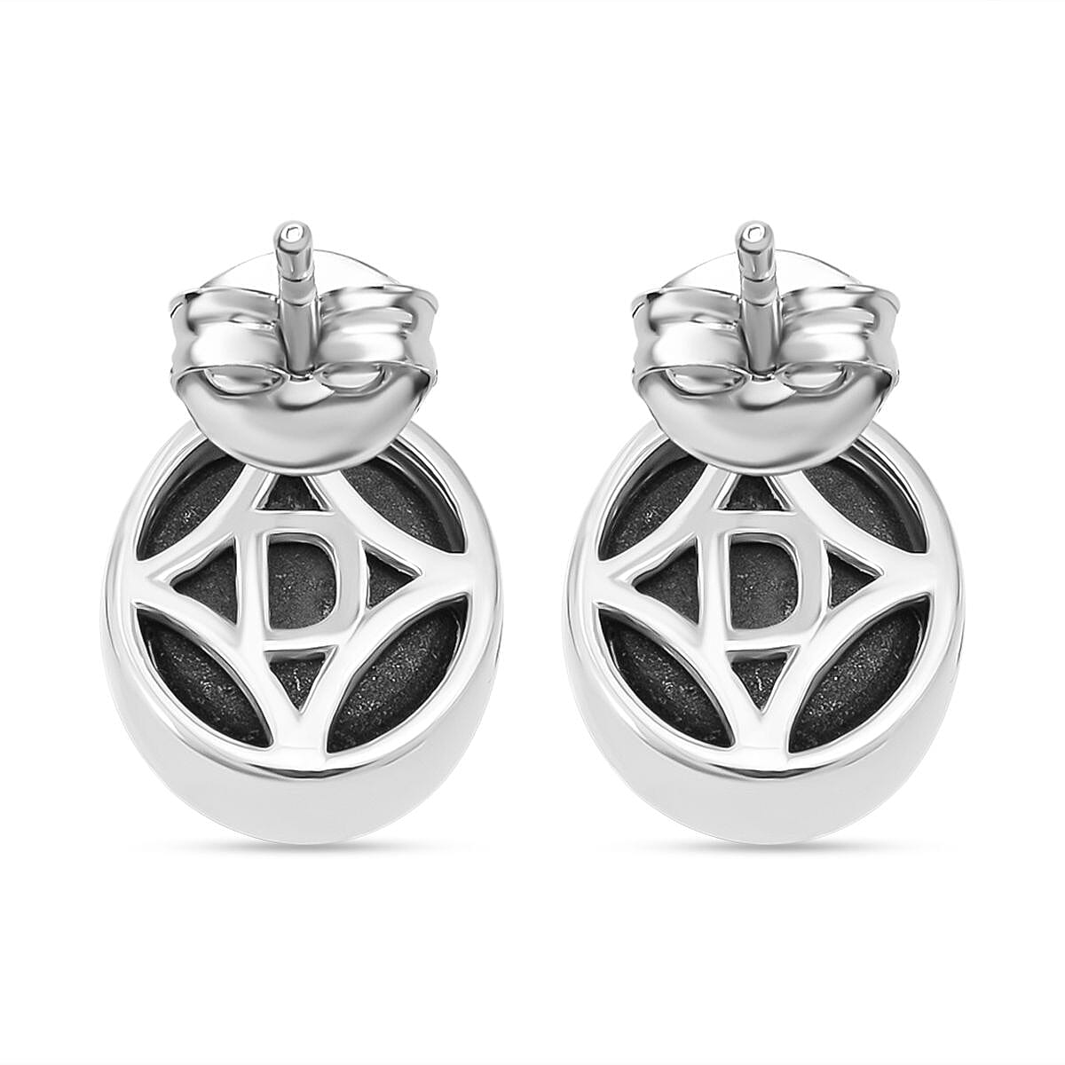 D'Joy Black Star Sapphire Stud Earring with Push Back in Rhodium Overlay Sterling Silver 5.54 Ct. 8266621 4