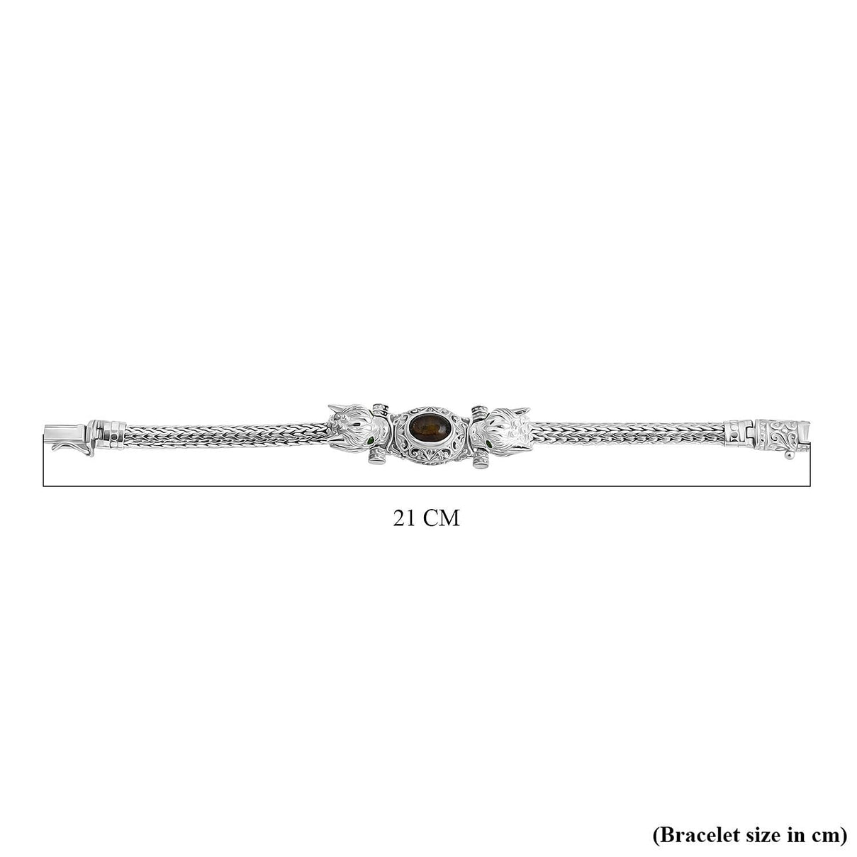 Royal Bali Collection - Black Star Sapphire &amp; Natural Chrome Diopside Handmade Tulang Naga Bracelet (Size 7.5) Sterling Silver 5.68 Ct, Silver Wt. 39.17 Gms. 8273742 5