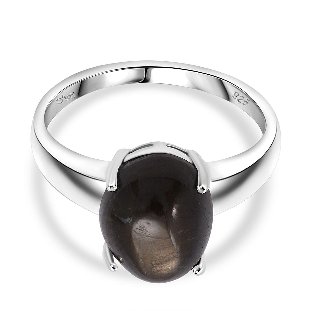Chantaburi Black Star Sapphire Ring in Rhodium Overlay Sterling Silver 6.27 Ct. V32532346 0