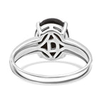 Chantaburi Black Star Sapphire Ring in Rhodium Overlay Sterling Silver 6.27 Ct.