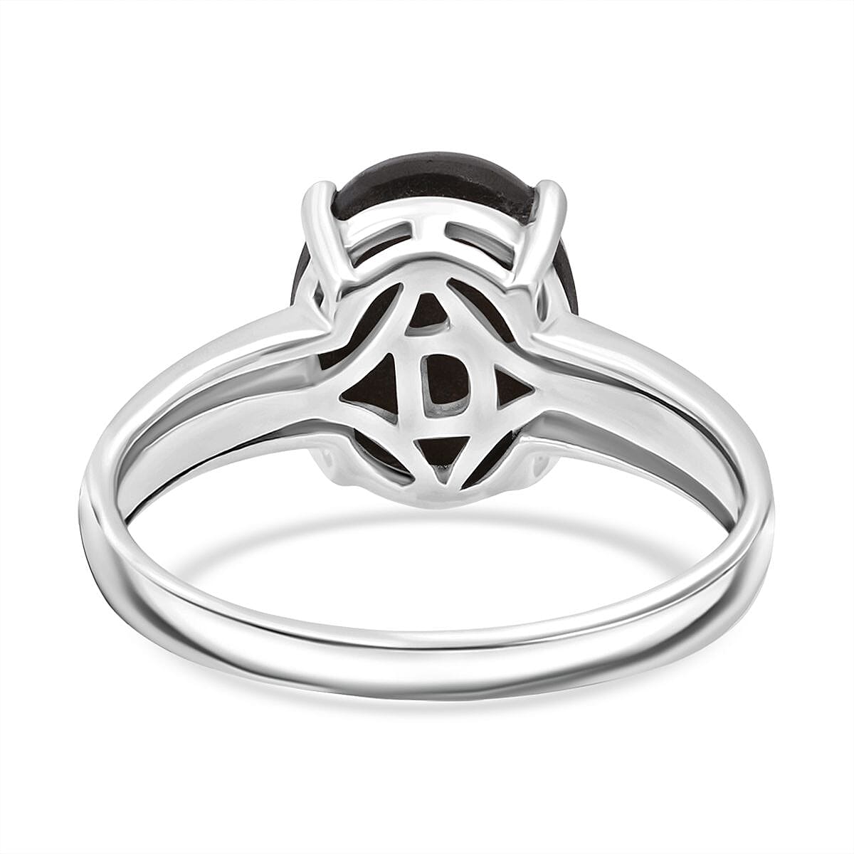 Chantaburi Black Star Sapphire Ring in Rhodium Overlay Sterling Silver 6.27 Ct. V32532346 4