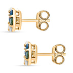 D'Joy Blue Diamond, Green Diamond, Yellow Diamond & White Diamond Earring in 18K Vermeil Yellow Gold Plated Sterling Silver 0.50 Ct.