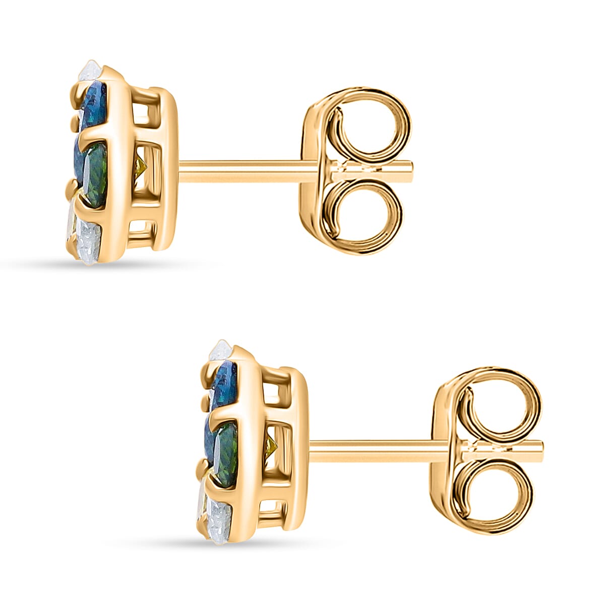 D'Joy Blue Diamond, Green Diamond, Yellow Diamond &amp; White Diamond Earring in 18K Vermeil Yellow Gold Plated Sterling Silver 0.50 Ct. 8312270 3