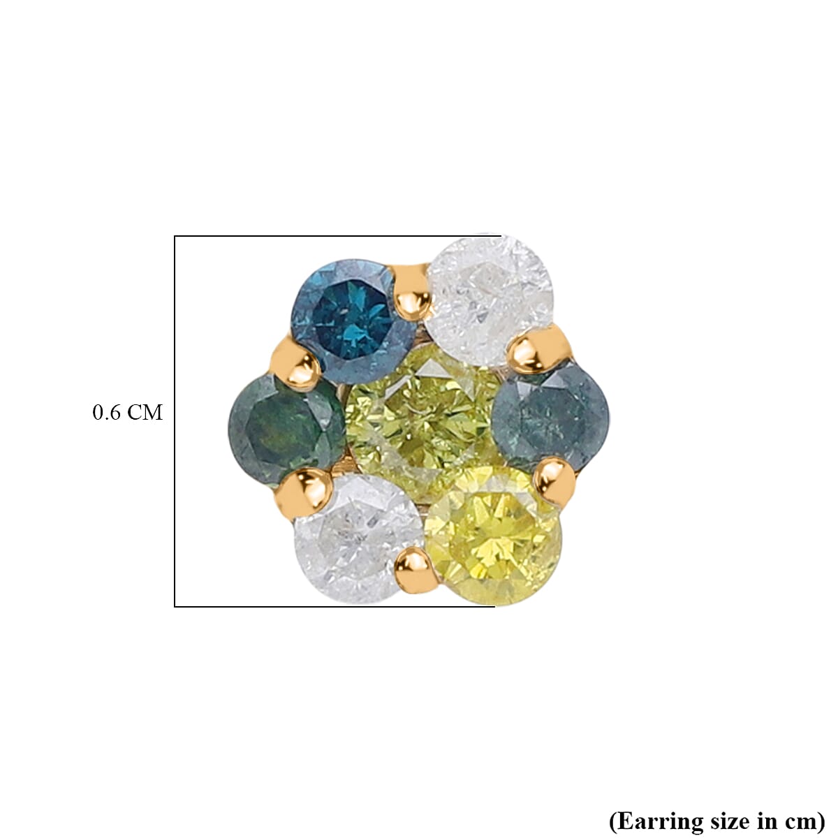 D'Joy Blue Diamond, Green Diamond, Yellow Diamond &amp; White Diamond Earring in 18K Vermeil Yellow Gold Plated Sterling Silver 0.50 Ct. 8312270 4