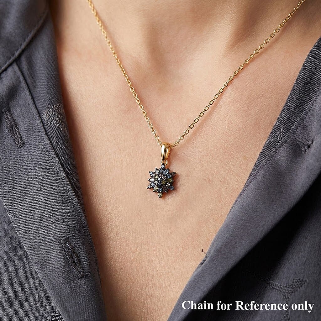 D'Joy - Multi Colour Diamond Cluster Pendant in 18K Vermeil Yellow Gold Over Sterling Silver 8485478 2