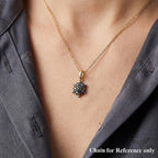 D'Joy Blue Diamond & Multi Diamond Cluster Pendant in 18K Vermeil Yellow Gold Plated Sterling Silver