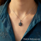 D'Joy Blue Diamond & Multi Diamond Cluster Pendant in Rhodium Overlay Sterling Silver