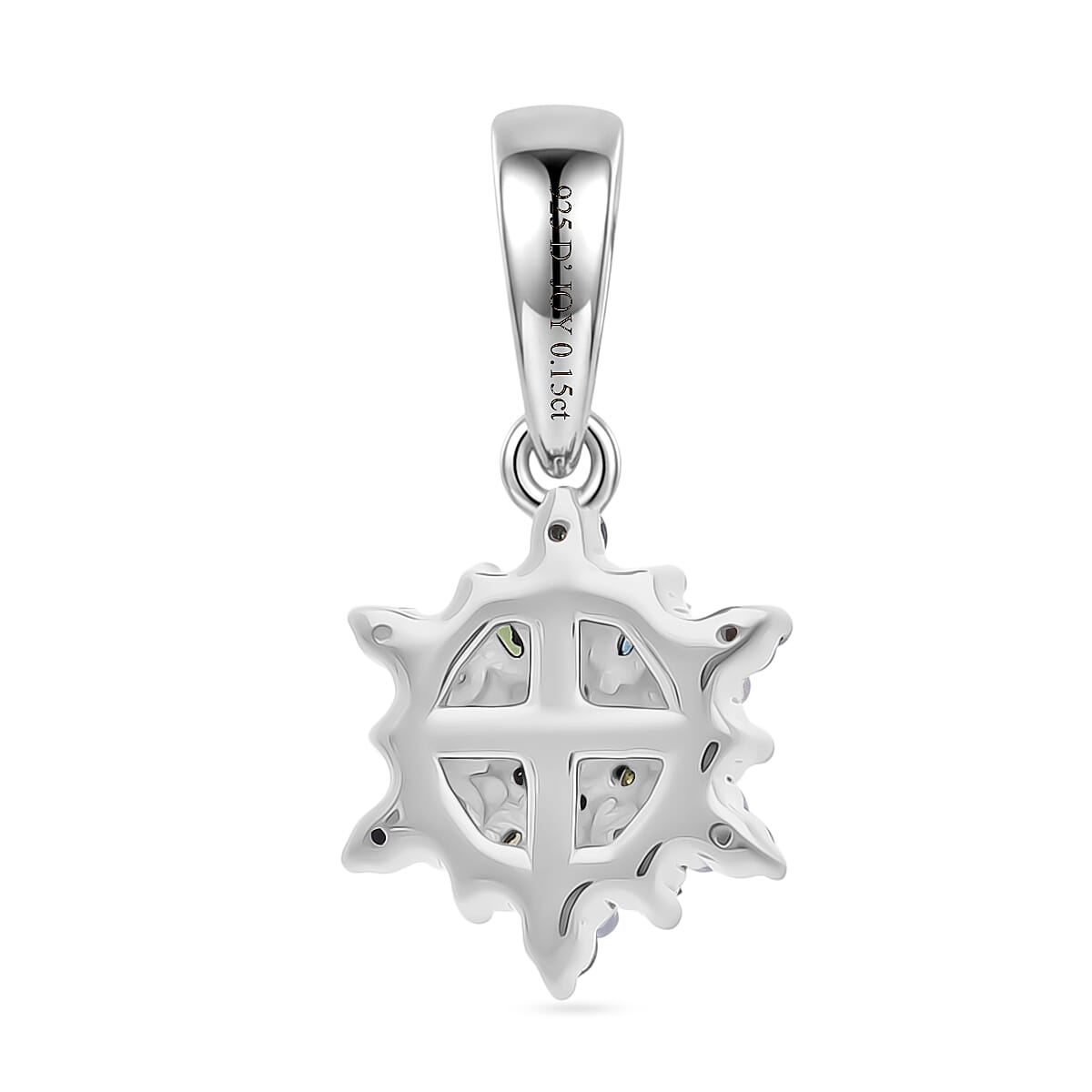 D'Joy - Multi Colour Diamond Cluster Pendant in Rhodium Overlay Sterling Silver V32417669 5
